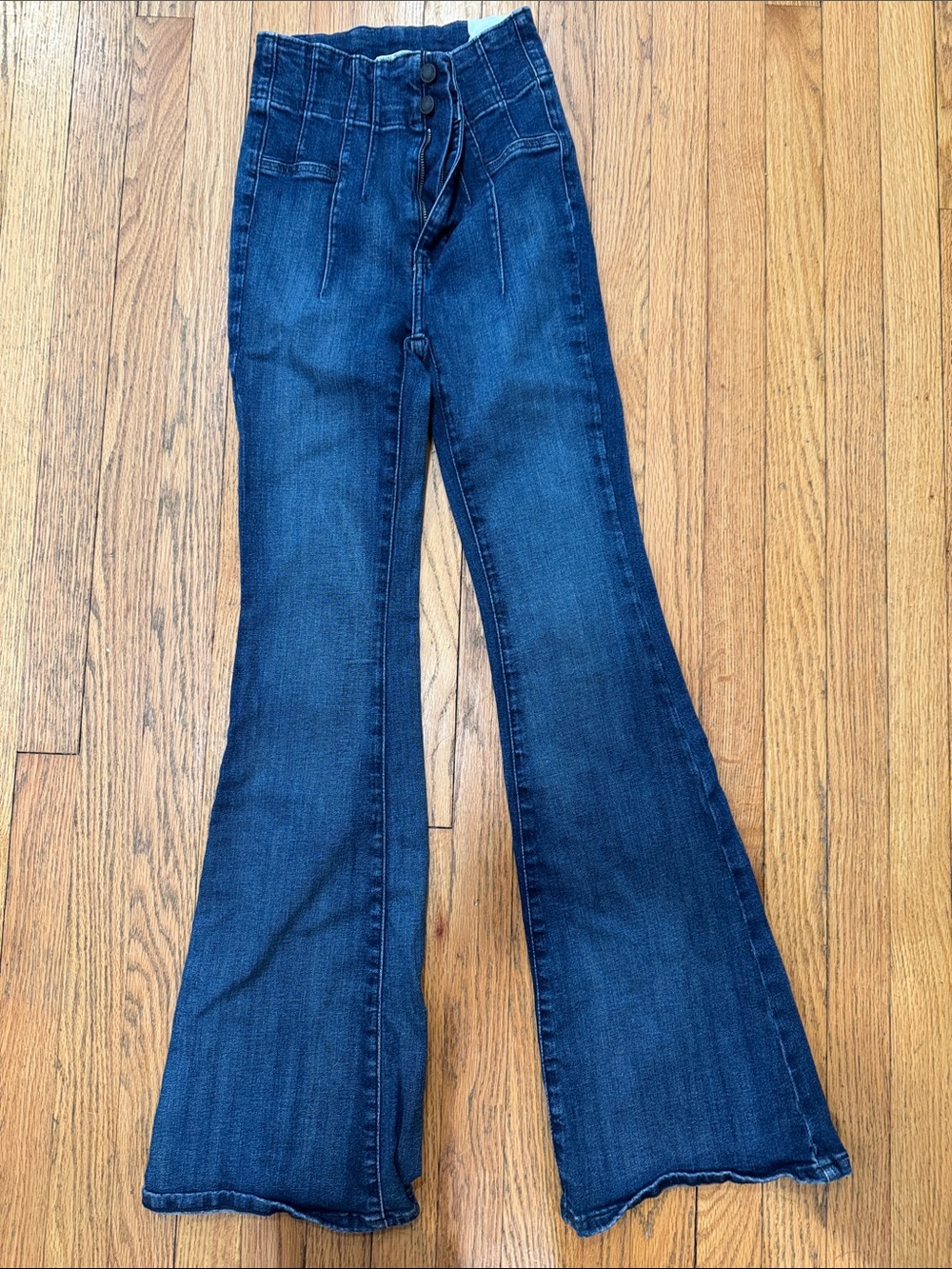 We The Free Dark Blue High-Rise Flared Jeans